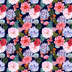 Wandcirkels tuinposter seamless floral pattern © Hasun