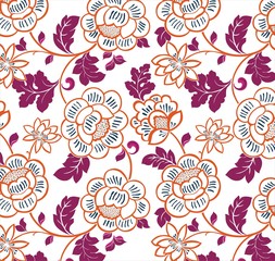 Colorful wedding card design, paisley floral pattern , India	