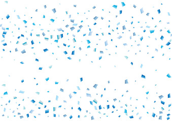Festive blue rectangle confetti background. Abstract frame confetti texture for holiday, postcard, poster, website, carnival, birthday, children's parties. Cover confetti mock-up. Wedding card layout