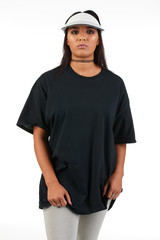 Blank t-shirt mock-up - Cool streetwear fashion girl ready for your design