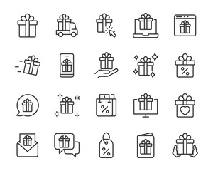 gift; icon; set; love; celebration; box; give; date; web; bag; bow; delivery; discount; promotion; present; wedding; offer; card; christmas; coupon; surprise; pack; package; shopping; sale; line; vale