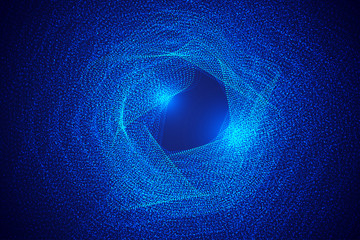 Blue particle stream luminescence abstract background