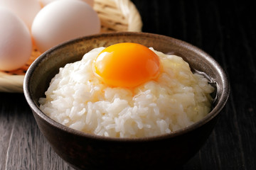 卵かけご飯　Raw egg on white rice, Japanese food