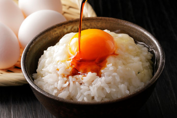 卵かけご飯　Raw egg on white rice, Japanese food