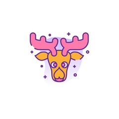 elk creative icon. flat multicolored illustration. From christmas icons collection. Isolated elk sign on white background