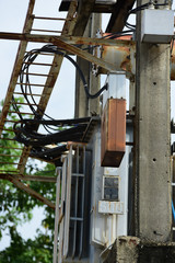 High voltage transmission line under the blue sky