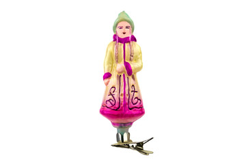 Vintage Soviet Christmas toy tall Snow Maiden in a long fur coat / holiday decoration Christmas and New Year