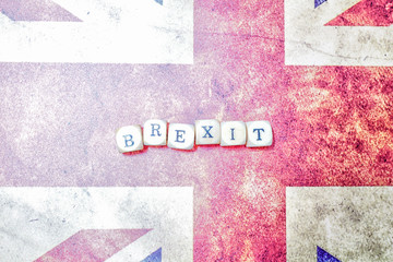 Brexit Buchstabenwürfel auf Union Jack