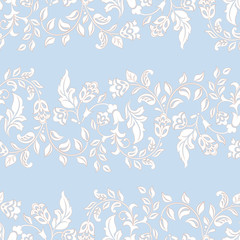 Fototapeta na wymiar Floral textured print. Damask Seamless vintage pattern. Can be used for wallpaper, fabric, invitation
