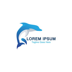 Dolphin smart fish jump logo in the sea template design icon
