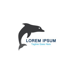 Dolphin smart fish jump logo in the sea template design icon