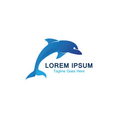 Dolphin smart fish jump logo in the sea template design icon