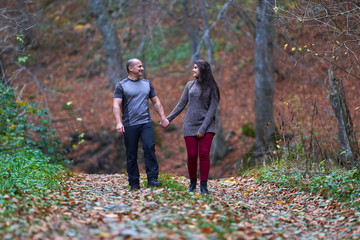 Couple walking and having fun