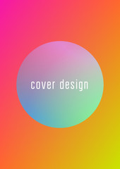 Holographic cover with radial fluid. Geometric shapes on gradient background. Modern hipster template for placard, presentation, banner, flyer, brochure. Minimal holographic cover in neon colors.