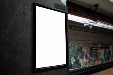Mockups of white billboard on the subway