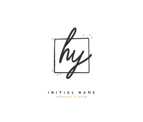 H Y HY Beauty vector initial logo, handwriting logo of initial signature, wedding, fashion, jewerly, boutique, floral and botanical with creative template for any company or business.