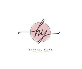H Y HY Beauty vector initial logo, handwriting logo of initial signature, wedding, fashion, jewerly, boutique, floral and botanical with creative template for any company or business.