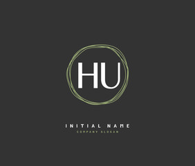 H U HU Beauty vector initial logo, handwriting logo of initial signature, wedding, fashion, jewerly, boutique, floral and botanical with creative template for any company or business.