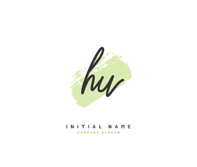H U HU Beauty vector initial logo, handwriting logo of initial signature, wedding, fashion, jewerly, boutique, floral and botanical with creative template for any company or business.
