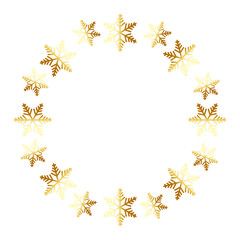 frame circular of snowflakes golden vector illustration design