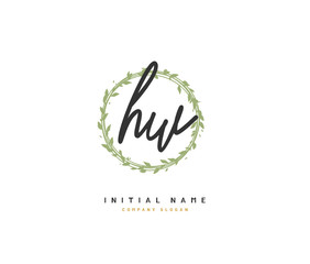 H W HW Beauty vector initial logo, handwriting logo of initial signature, wedding, fashion, jewerly, boutique, floral and botanical with creative template for any company or business.