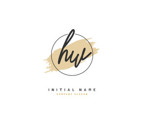 H W HW Beauty vector initial logo, handwriting logo of initial signature, wedding, fashion, jewerly, boutique, floral and botanical with creative template for any company or business.