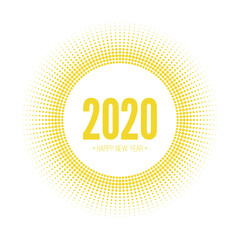 Round banner with rays of dots. happy new year 2020 vector illustration