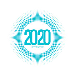 Round banner with rays of dots. happy new year 2020 vector illustration