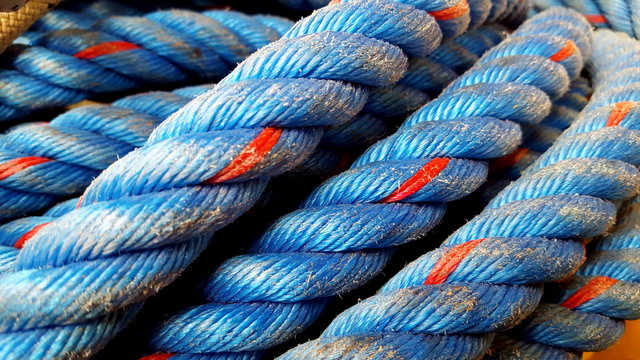 Blue rope made of nylon which is very strong