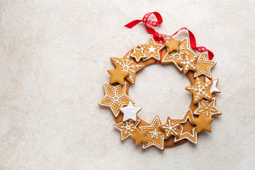 Christmas and New Year  Gingerbread cookies wreath © anna_shepulova