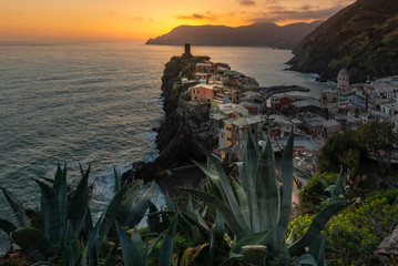 Vernazza village at sunset, Cinque Terre, Italy	