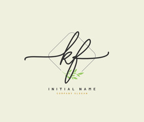 K F KF Beauty vector initial logo, handwriting logo of initial signature, wedding, fashion, jewerly, boutique, floral and botanical with creative template for any company or business.