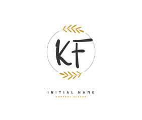 K F KF Beauty vector initial logo, handwriting logo of initial signature, wedding, fashion, jewerly, boutique, floral and botanical with creative template for any company or business.