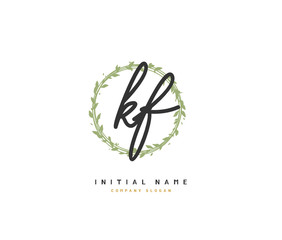 K F KF Beauty vector initial logo, handwriting logo of initial signature, wedding, fashion, jewerly, boutique, floral and botanical with creative template for any company or business.