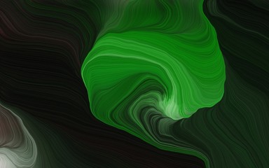 modern waves background design with very dark green, forest green and dark slate gray color