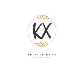 K X KX Beauty vector initial logo, handwriting logo of initial signature, wedding, fashion, jewerly, boutique, floral and botanical with creative template for any company or business.