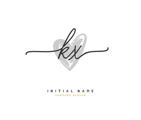 K X KX Beauty vector initial logo, handwriting logo of initial signature, wedding, fashion, jewerly, boutique, floral and botanical with creative template for any company or business.