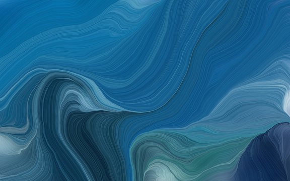 smooth swirl waves background illustration with teal blue, very dark blue and cadet blue color © Eigens