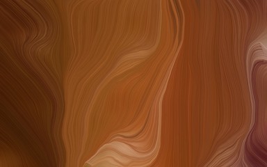 smooth swirl waves background design with saddle brown, very dark red and peru color