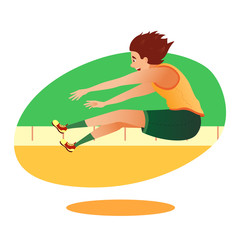 Cartoon athletics long jumper sportsman character