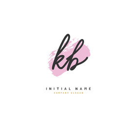 K B KB Beauty vector initial logo, handwriting logo of initial signature, wedding, fashion, jewerly, boutique, floral and botanical with creative template for any company or business.