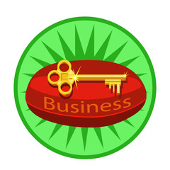 Business keys they lie on the red cushion, share knowledge, how to make money and enjoy life, suitable for icon and website or banner