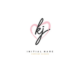 K J KJ Beauty vector initial logo, handwriting logo of initial signature, wedding, fashion, jewerly, boutique, floral and botanical with creative template for any company or business.