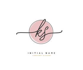 K S KS Beauty vector initial logo, handwriting logo of initial signature, wedding, fashion, jewerly, boutique, floral and botanical with creative template for any company or business.