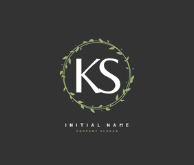 K S KS Beauty vector initial logo, handwriting logo of initial signature, wedding, fashion, jewerly, boutique, floral and botanical with creative template for any company or business.