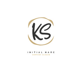 K S KS Beauty vector initial logo, handwriting logo of initial signature, wedding, fashion, jewerly, boutique, floral and botanical with creative template for any company or business.