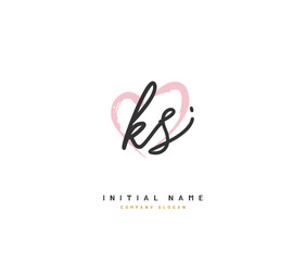 K S KS Beauty vector initial logo, handwriting logo of initial signature, wedding, fashion, jewerly, boutique, floral and botanical with creative template for any company or business.
