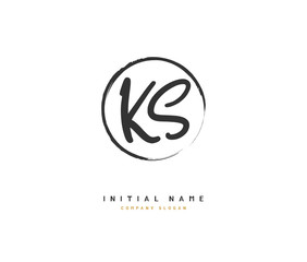 K S KS Beauty vector initial logo, handwriting logo of initial signature, wedding, fashion, jewerly, boutique, floral and botanical with creative template for any company or business.