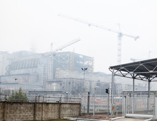 Fototapeta na wymiar Construction of New Safe Confinement at Chernobyl