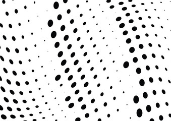 Abstract halftone wave dotted background. Futuristic twisted grunge pattern, dot, circles.  Vector modern optical pop art texture for posters, business cards, cover, labels mock-up, stickers layout